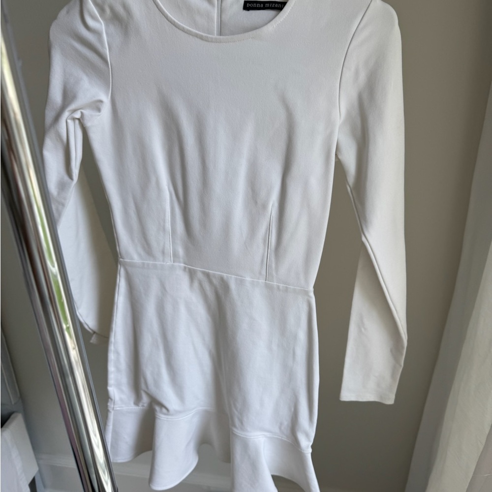 Donna Mizani White Long Sleeve Fitted Dress